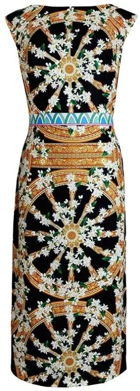 Floral Wheel Printed Midi Dress