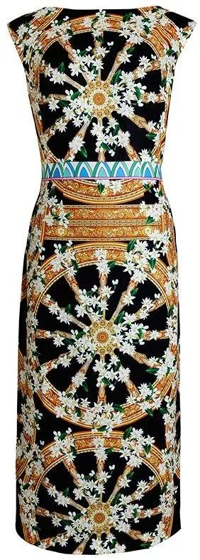 Floral Wheel Printed Midi Dress