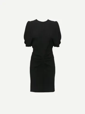 Gathered Waist Mini Dress in Black