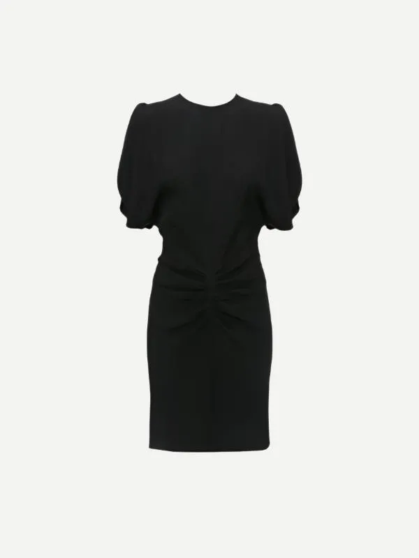 Gathered Waist Mini Dress in Black