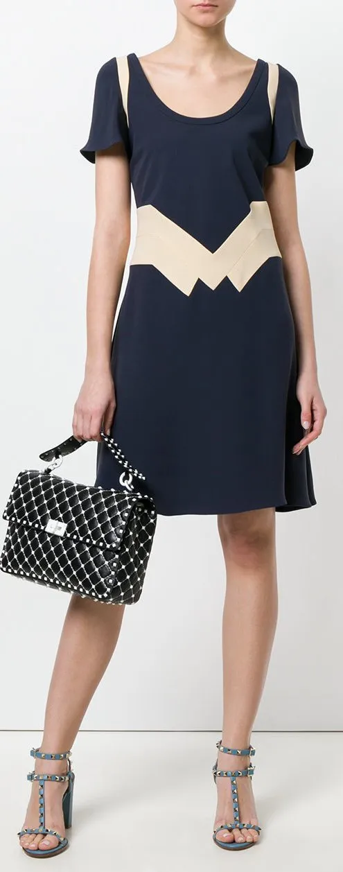 Geometric Panel Dress - Black or Blue
