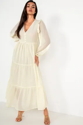 Gertie Cream Chiffon Tiered Dress