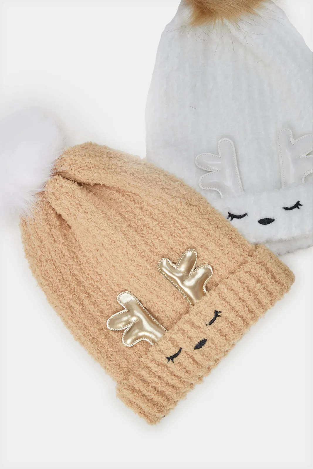 Girls White And Brown Embellished Set (2 Piece)
