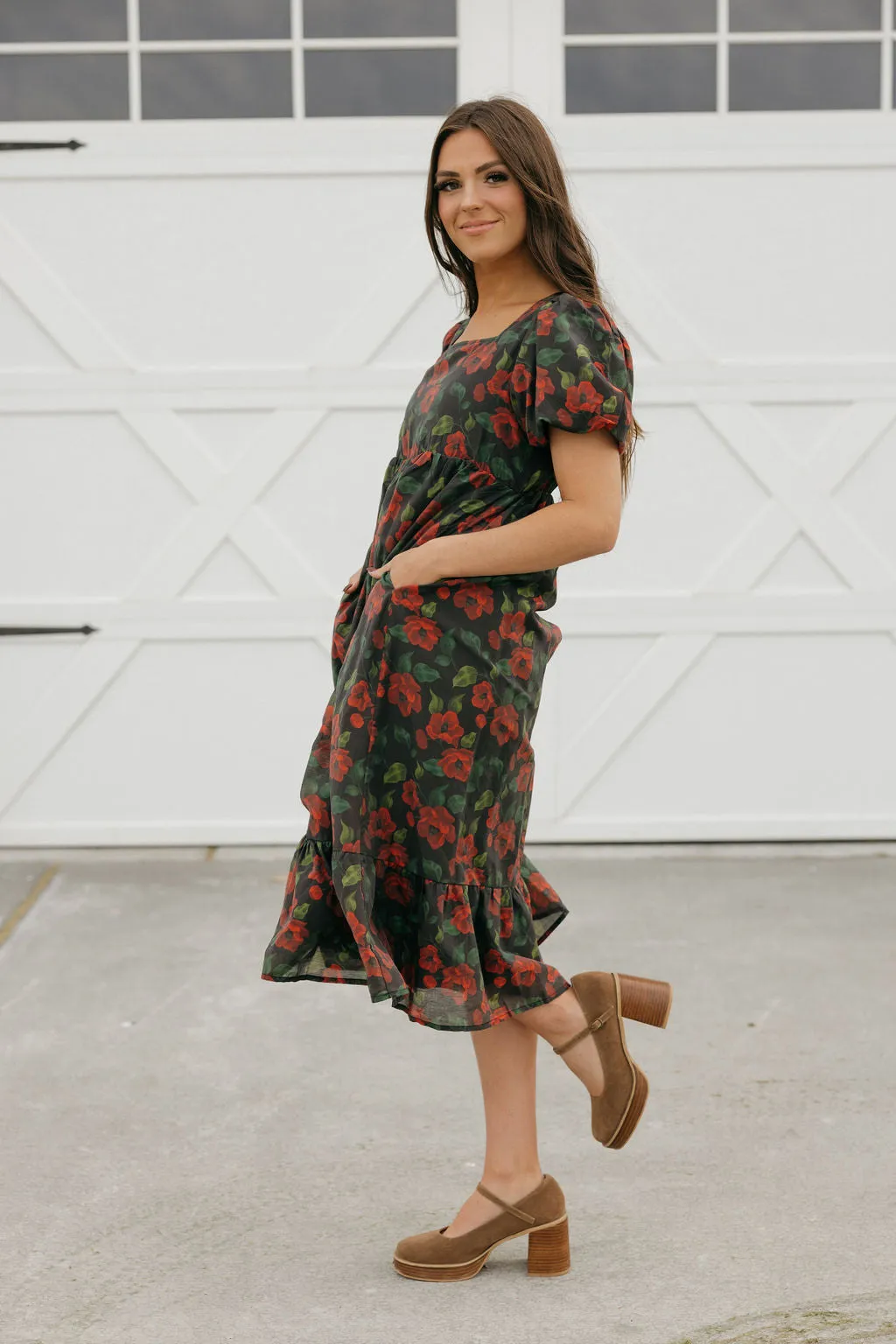 Grandview Dress-Black Floral