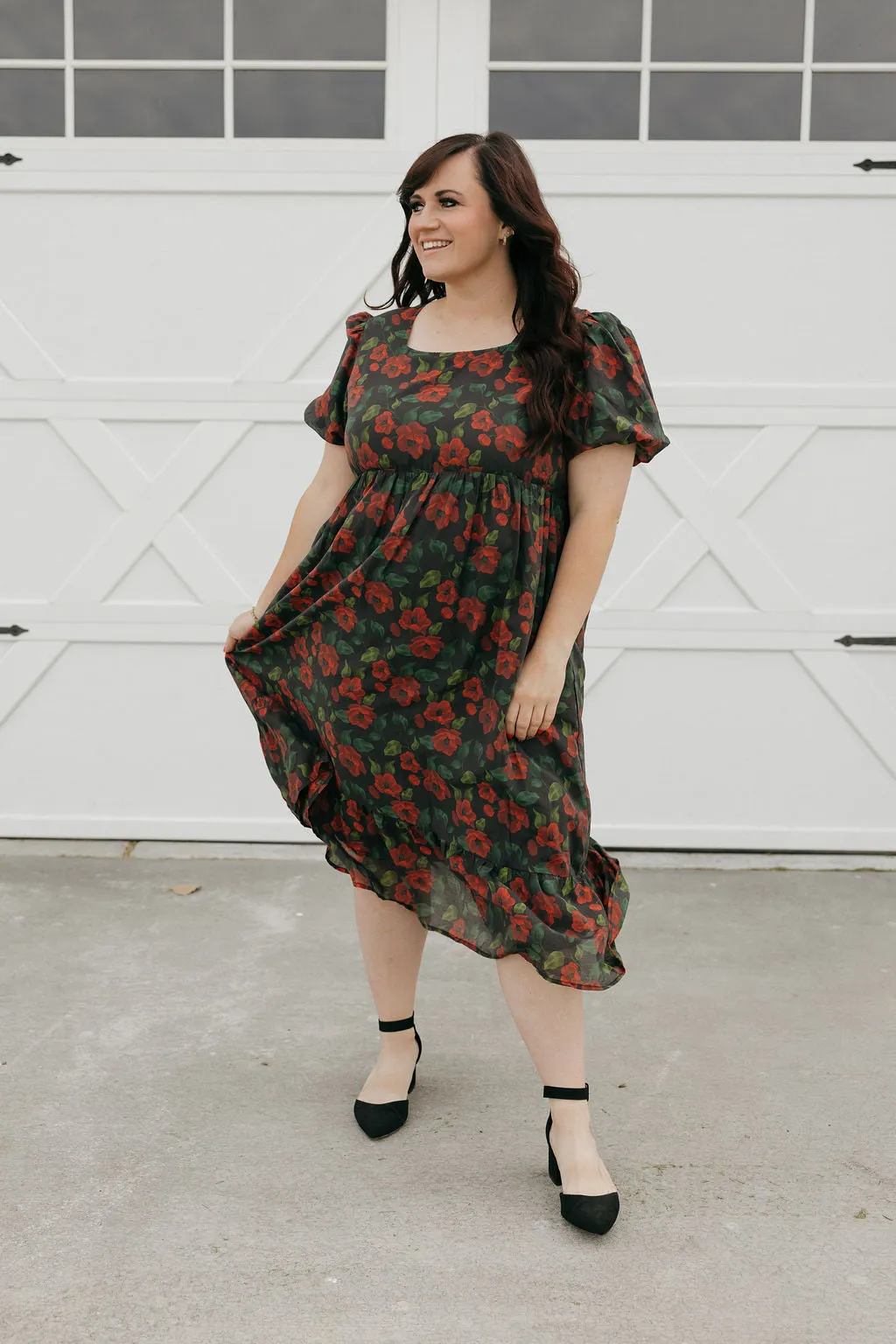 Grandview Dress-Black Floral