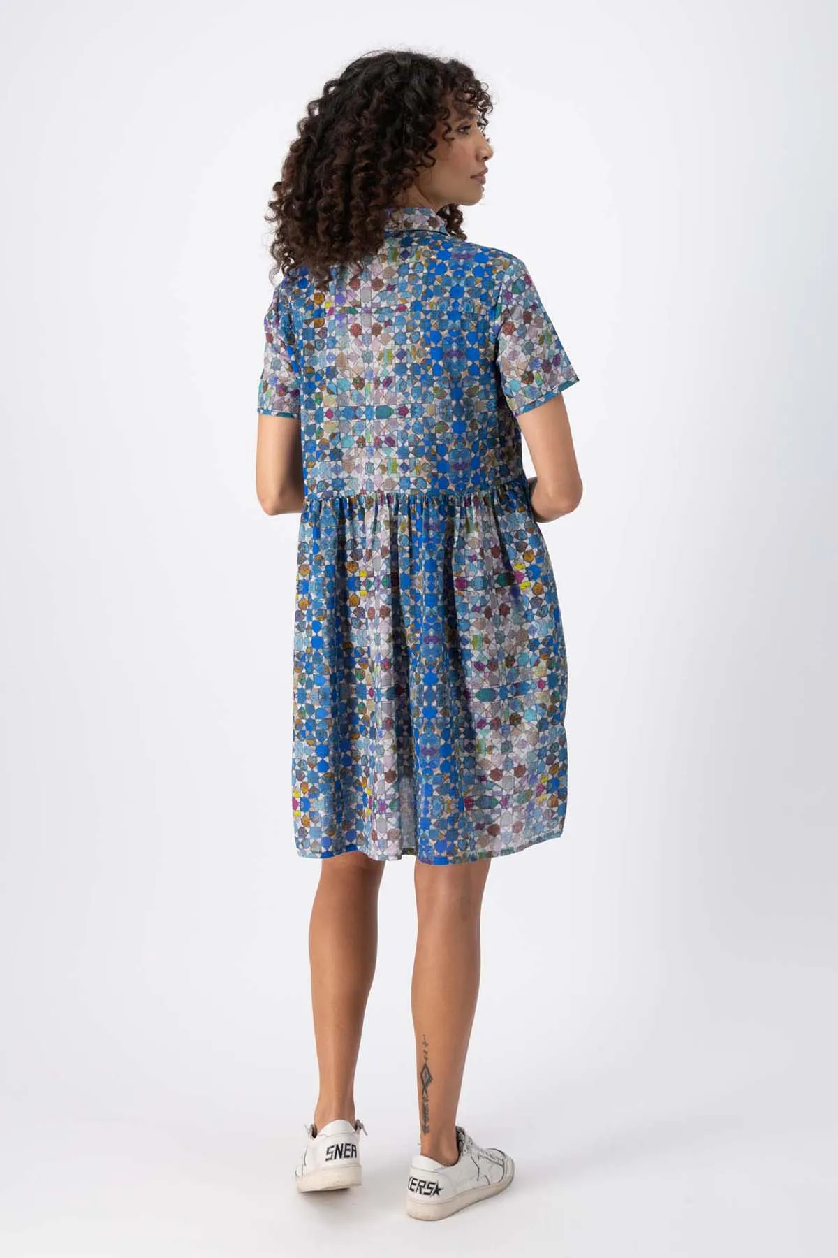 Kaleidoscope Villa Dress Blue in Seersucker
