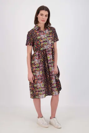 Kaleidoscope Villa Dress Long Grey in Cotton Voile