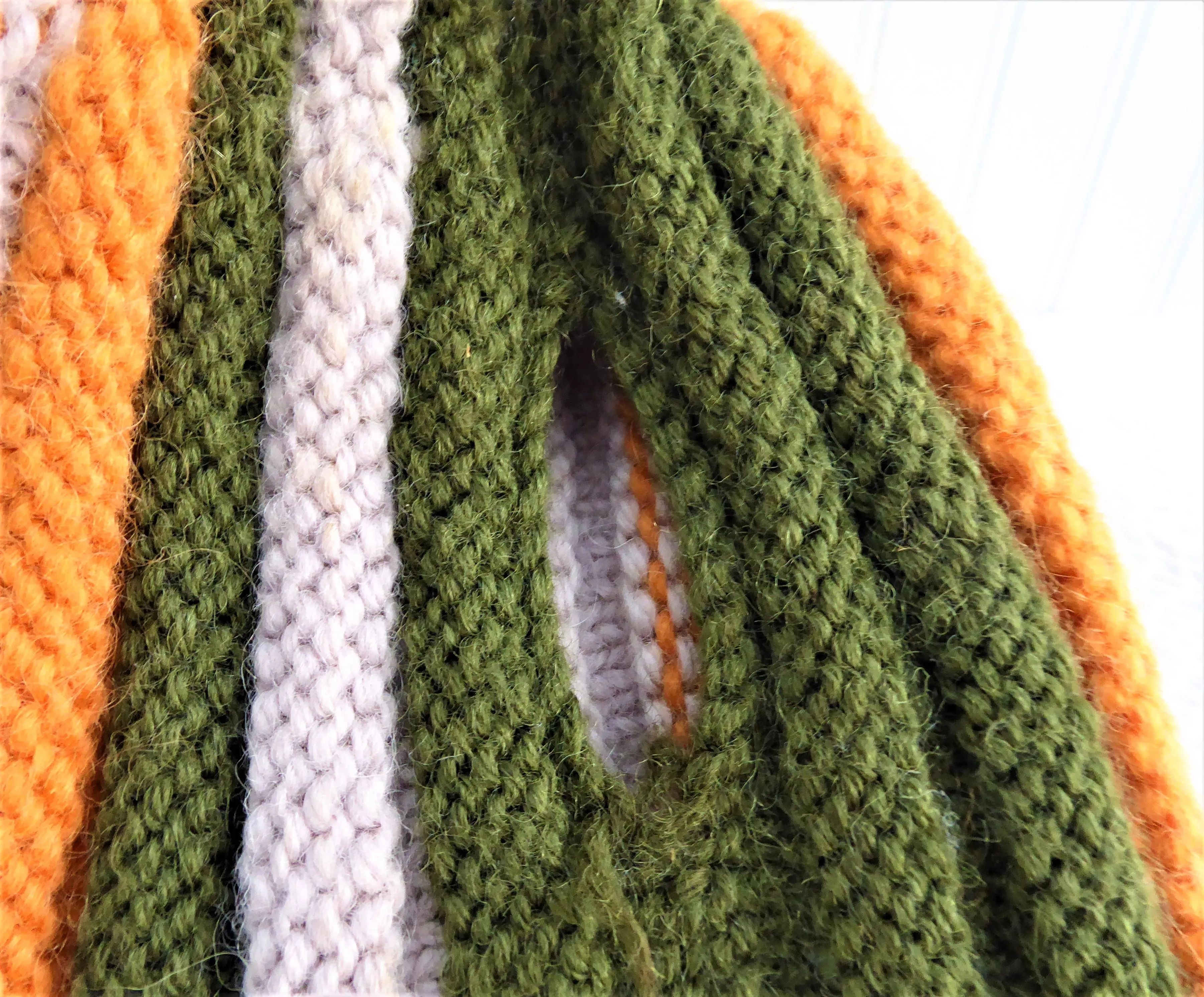 Knitted English Tea Cozy Retro Orange Olive Green Tan Cosy Stretchy 1950s Teapot Warmer