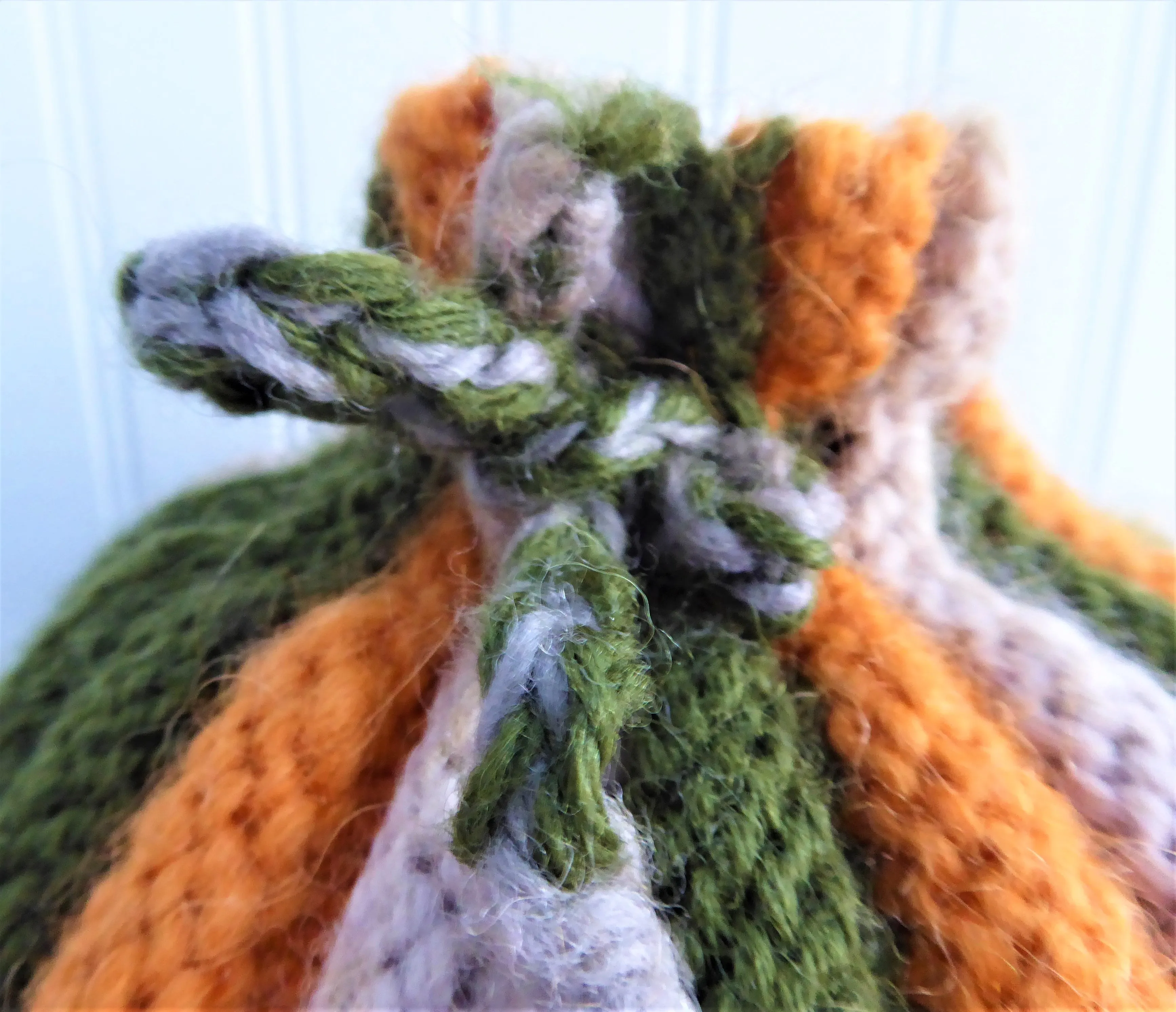Knitted English Tea Cozy Retro Orange Olive Green Tan Cosy Stretchy 1950s Teapot Warmer