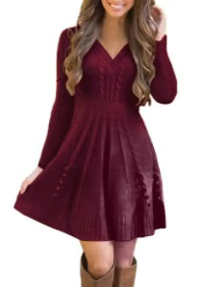 Knitted Sweater A line Dress
