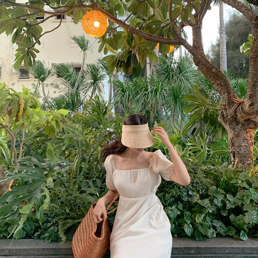 [Korean Style] Greta Square Neck Puff Sleeve Midi Dress