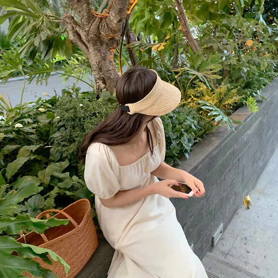 [Korean Style] Greta Square Neck Puff Sleeve Midi Dress