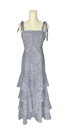 Leighton Maxi Dress Blue Watercolor Stripe