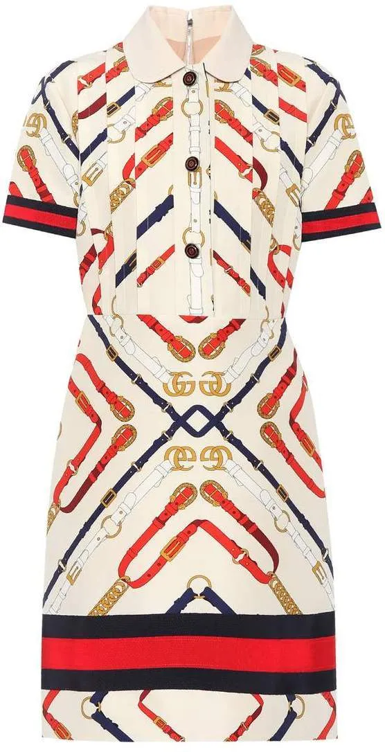 Logo Belt Printed Mini Dress