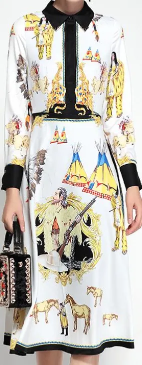 Native Printed Shirt-Dress