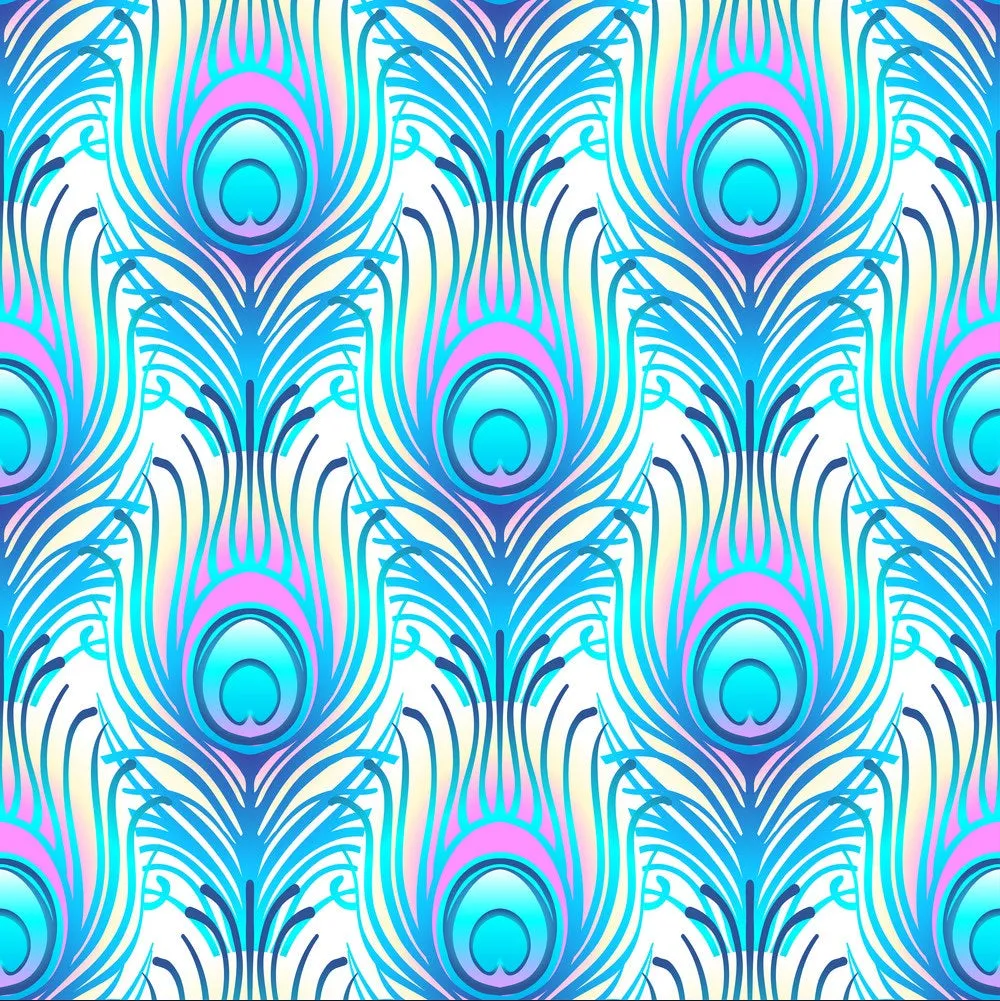 Peacock Feathers w/ Bright Colors Pattern