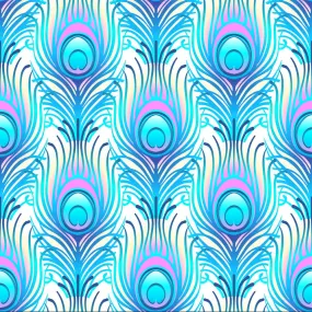 Peacock Feathers w/ Bright Colors Pattern