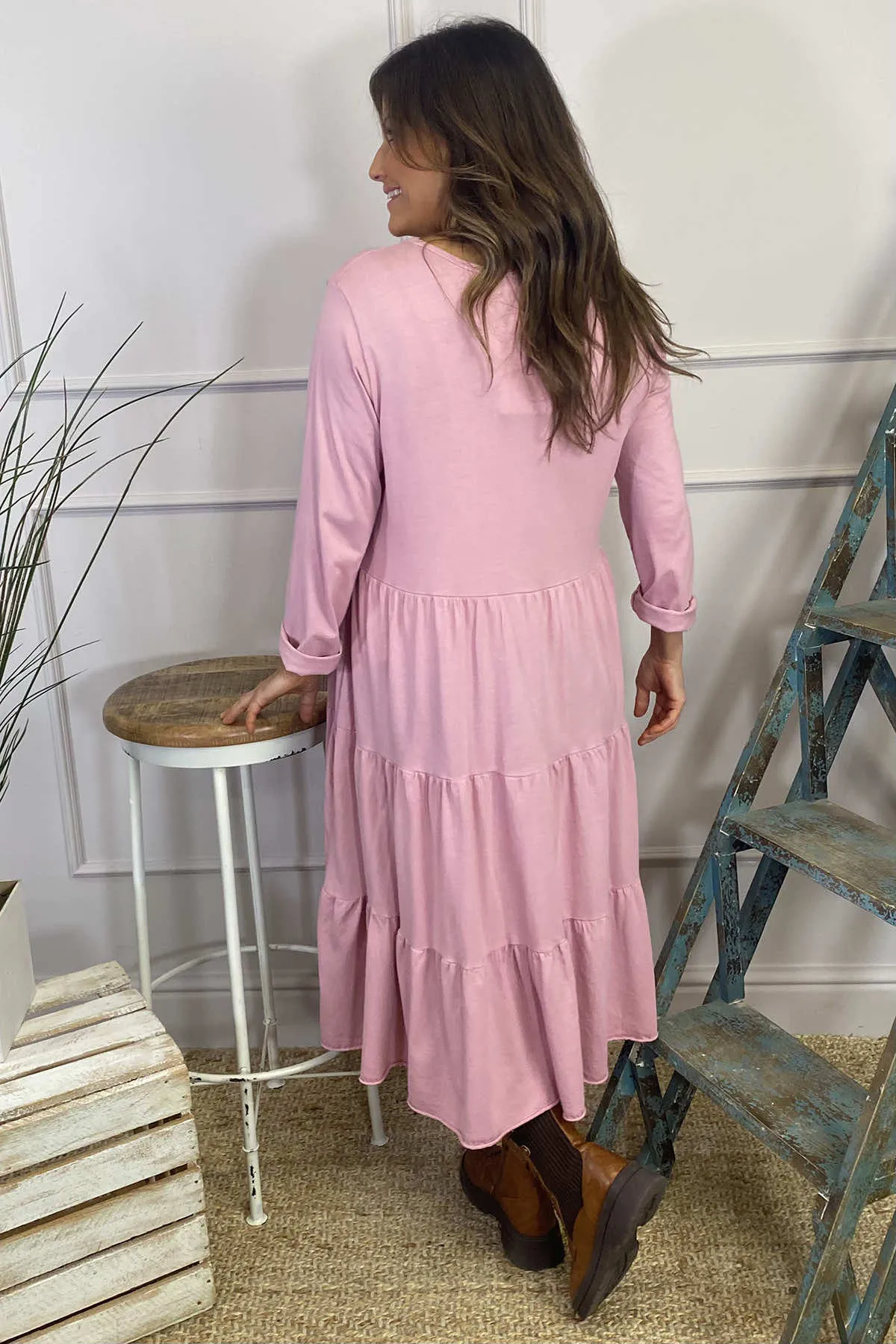 Piper Tiered Cotton Tunic Pink