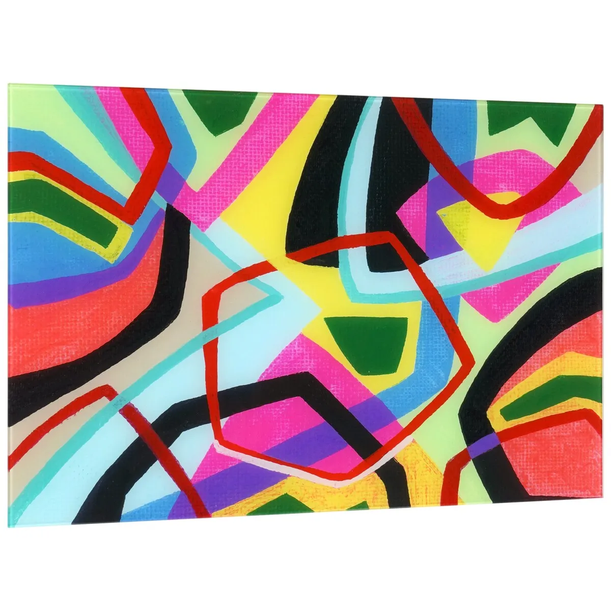 "Bold Shape Shift II" Frameless Free-Floating Reverse Printed Tempered Art Glass