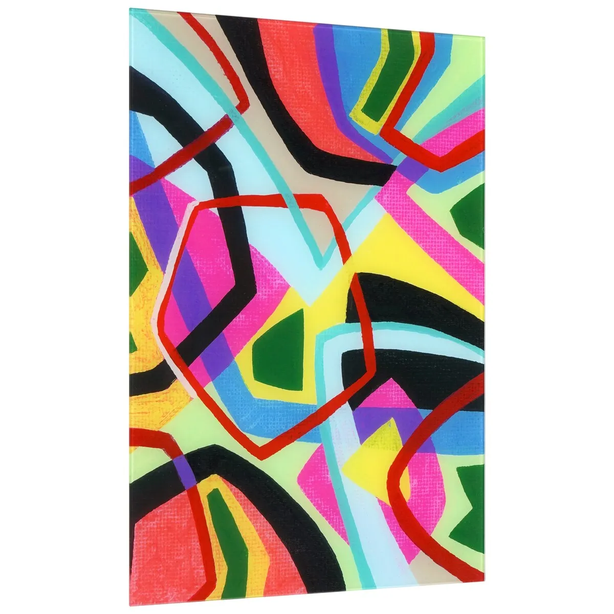 "Bold Shape Shift II" Frameless Free-Floating Reverse Printed Tempered Art Glass