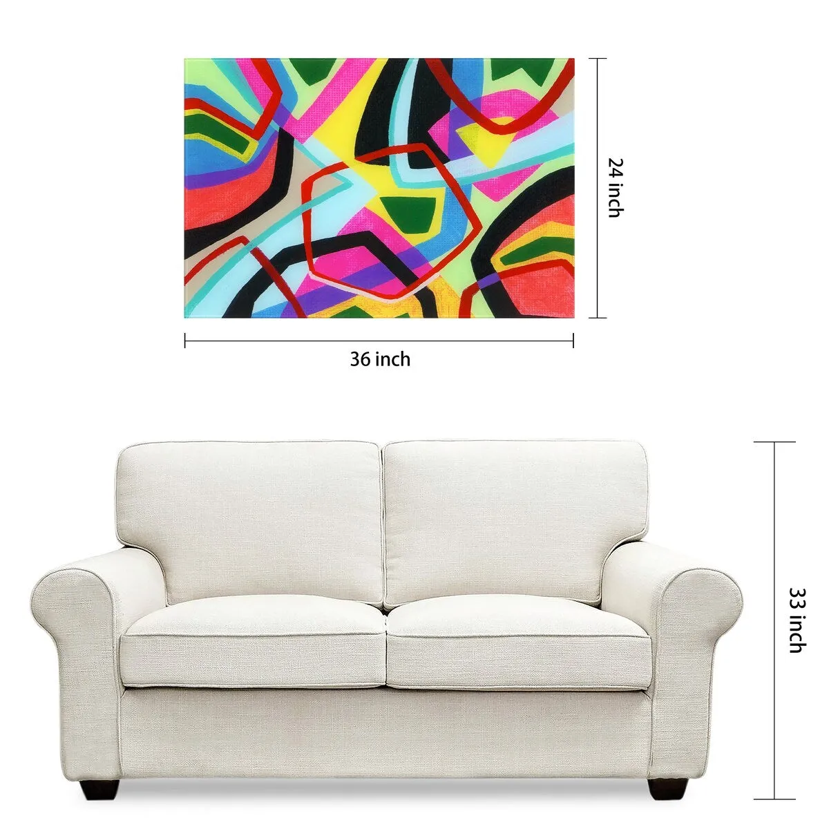 "Bold Shape Shift II" Frameless Free-Floating Reverse Printed Tempered Art Glass