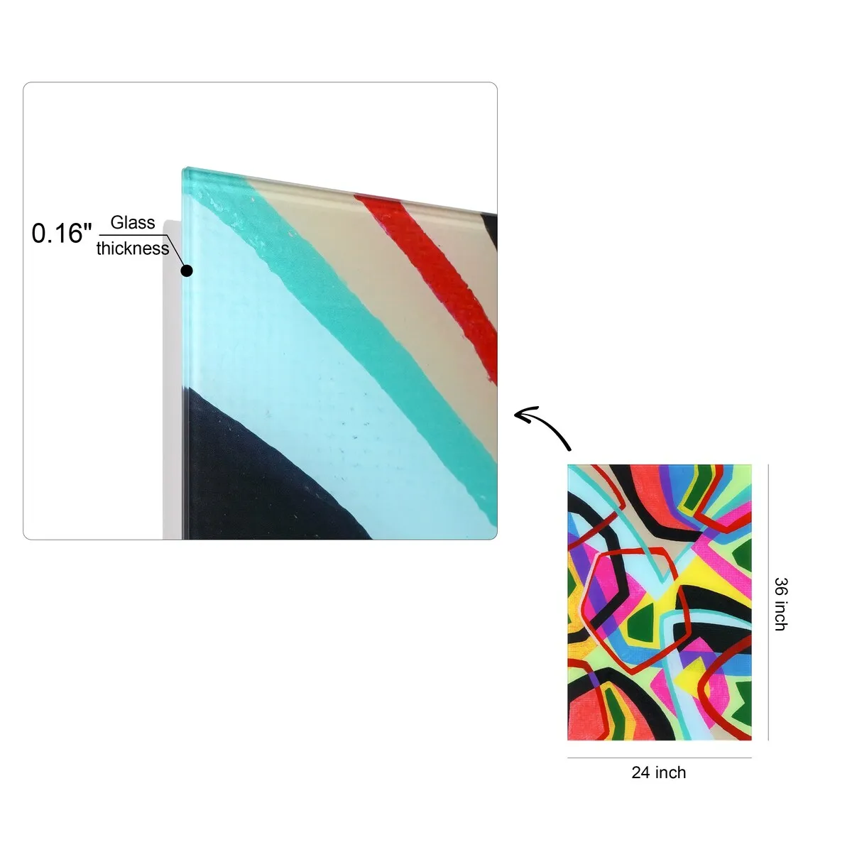 "Bold Shape Shift II" Frameless Free-Floating Reverse Printed Tempered Art Glass