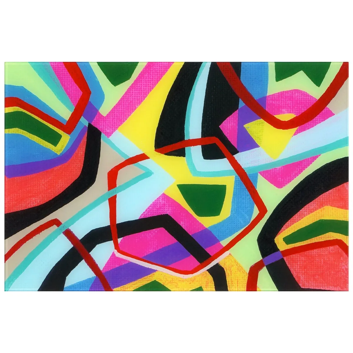 "Bold Shape Shift II" Frameless Free-Floating Reverse Printed Tempered Art Glass
