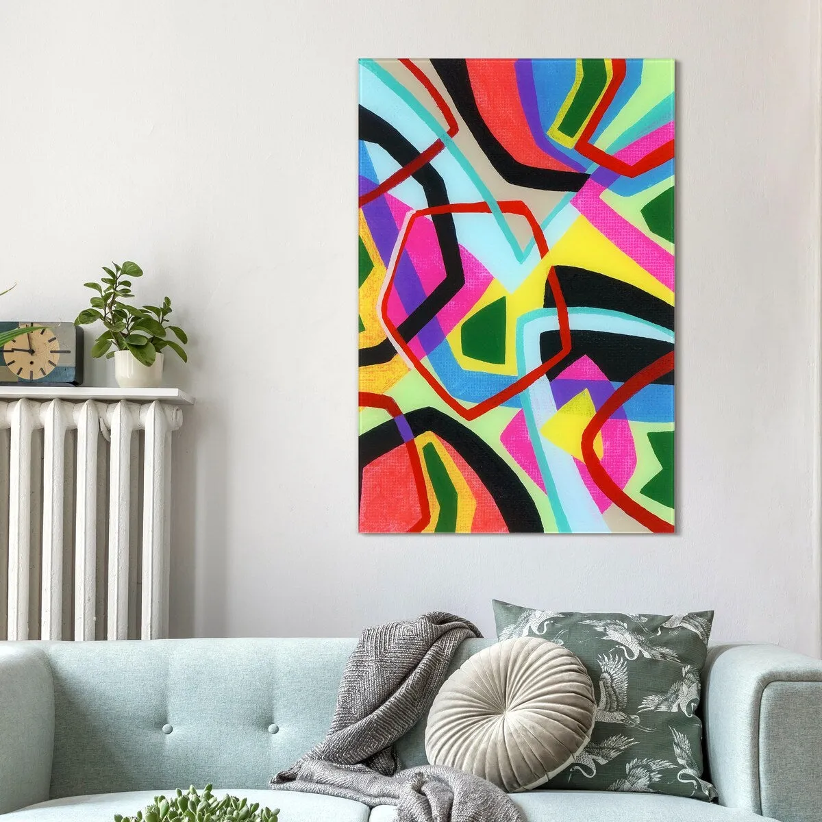 "Bold Shape Shift II" Frameless Free-Floating Reverse Printed Tempered Art Glass