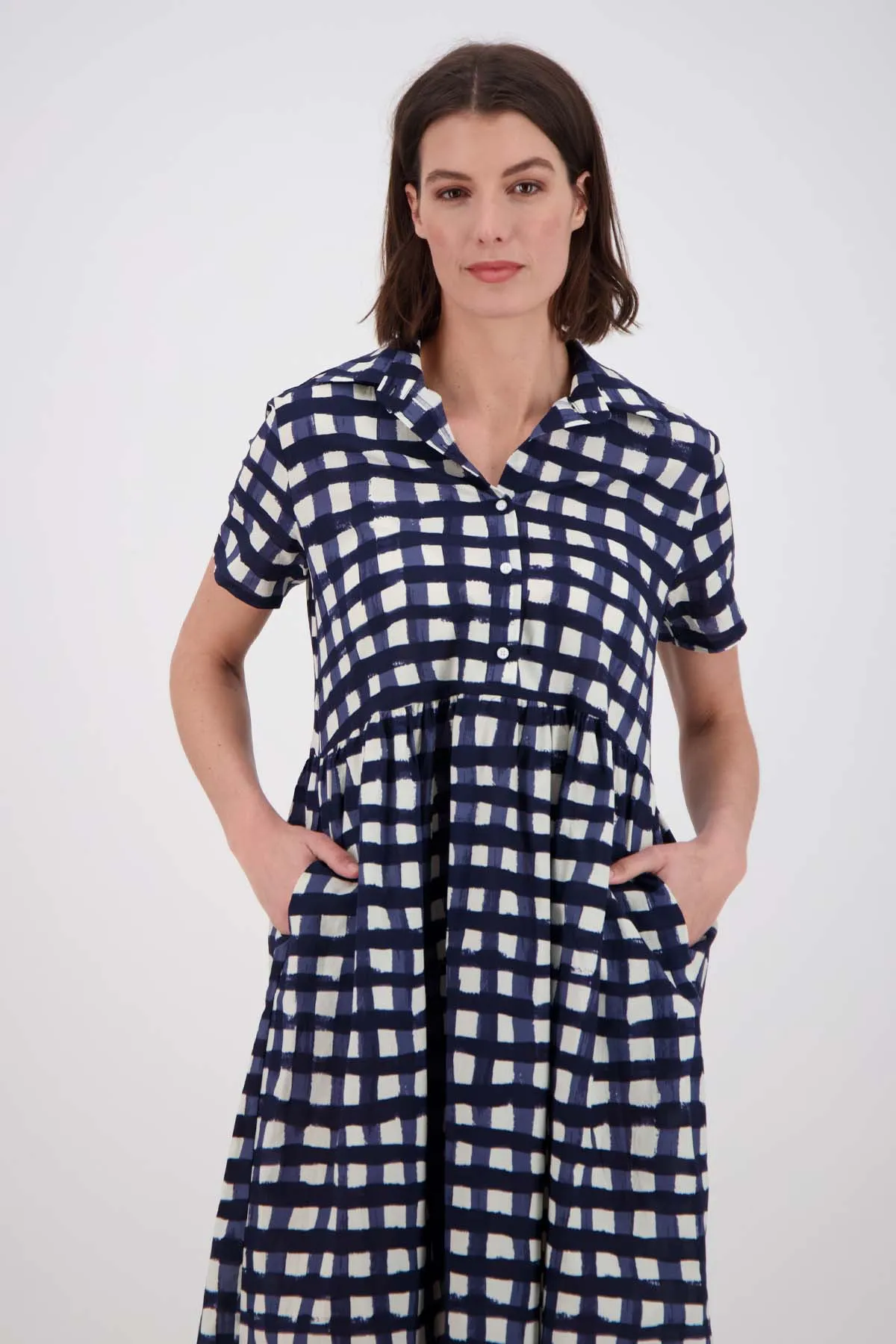Rosa Villa Dress Long Navy in Cotton