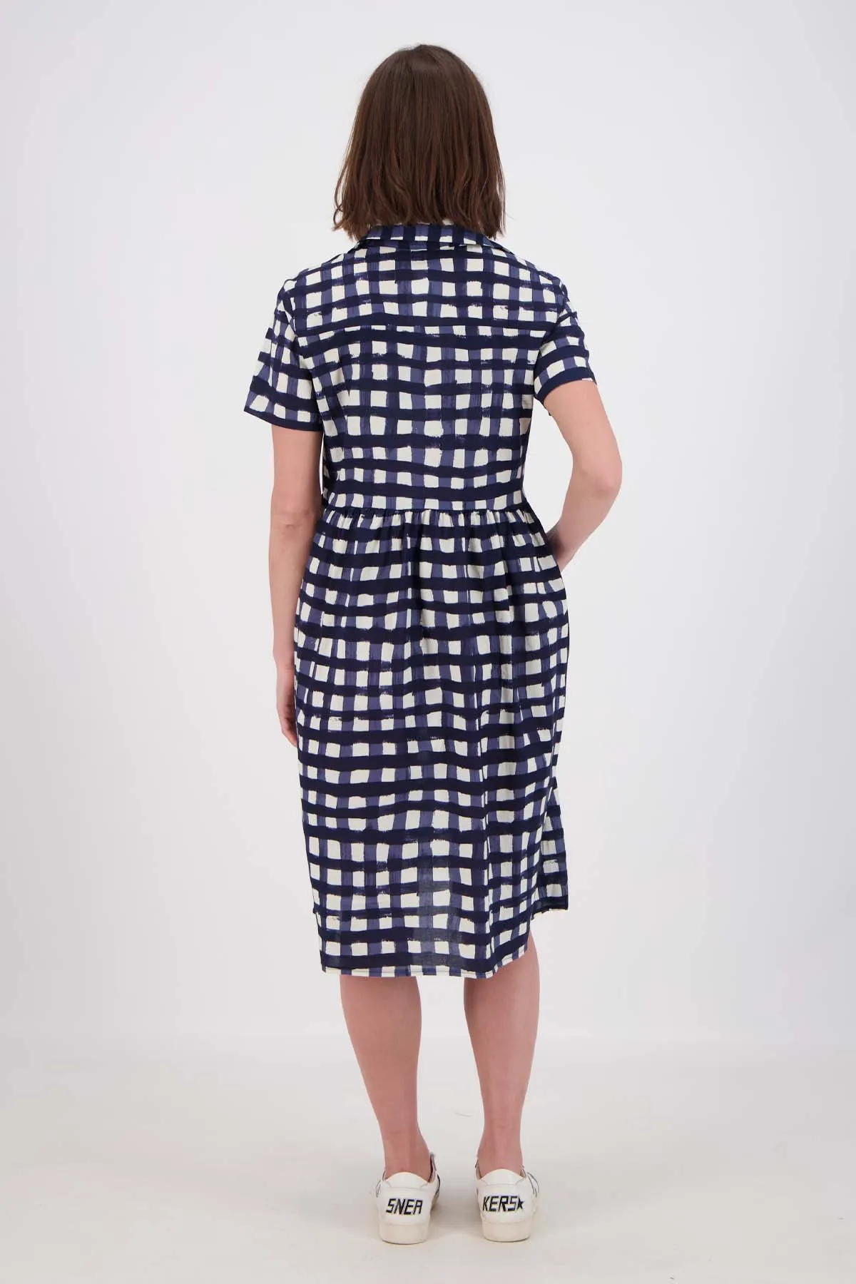 Rosa Villa Dress Long Navy in Cotton