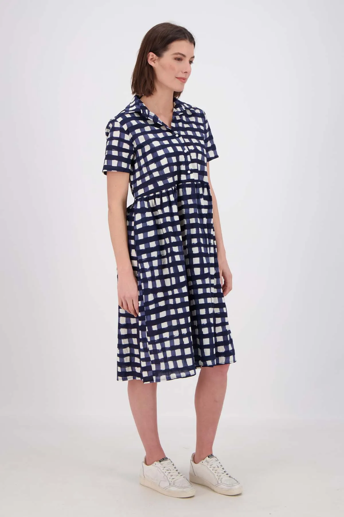 Rosa Villa Dress Long Navy in Cotton