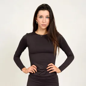 Roxi High Crew Neck Long Sleeve Bodysuit | Black