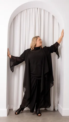 Sadie Chiffon Flowing Duster - Black