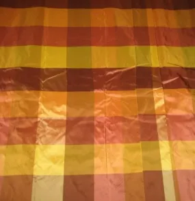 SILK TAFFETA FABRIC 54" wide Vibrant multi colour plaids [1400]