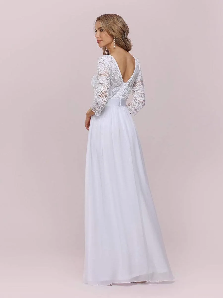 Simple Casual Lace & Chiffon Wedding Dress for Bridal