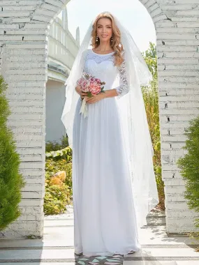 Simple Casual Lace & Chiffon Wedding Dress for Bridal