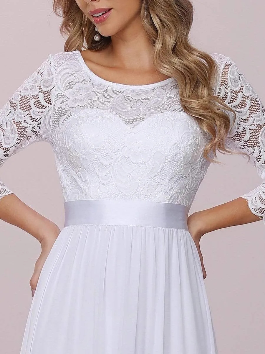 Simple Casual Lace & Chiffon Wedding Dress for Bridal