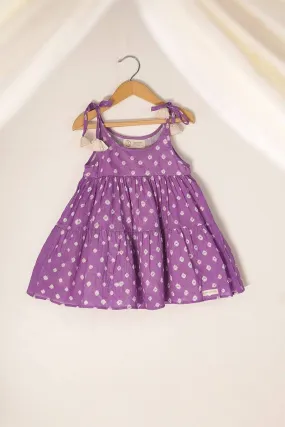 Song In Your Heart' Purple Bandhani Infant Baby Cotton Sleeveless Tiered Dress