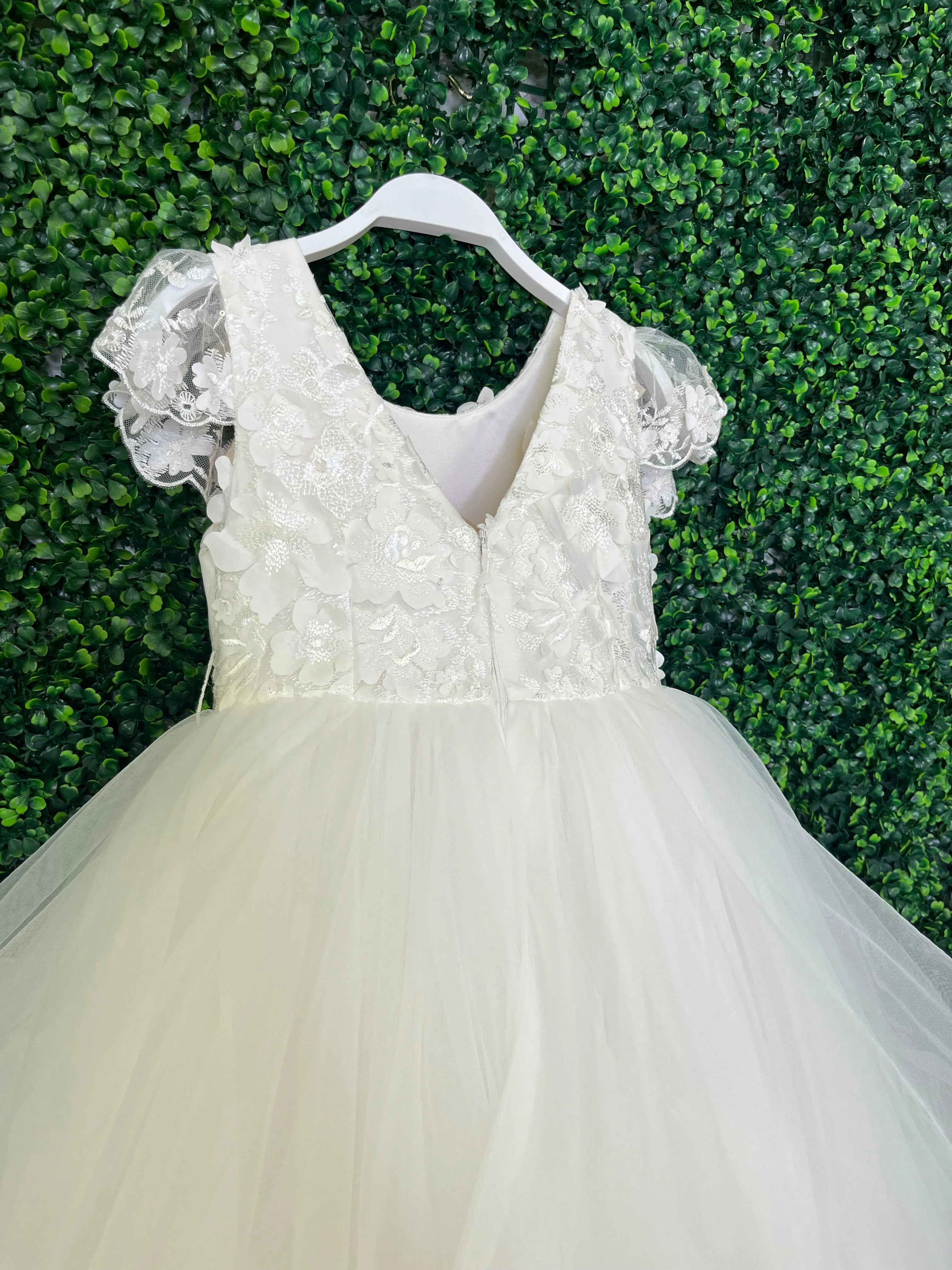 Teter Warm Lace Cap Sleeve Tiered Tulle Gown GS02