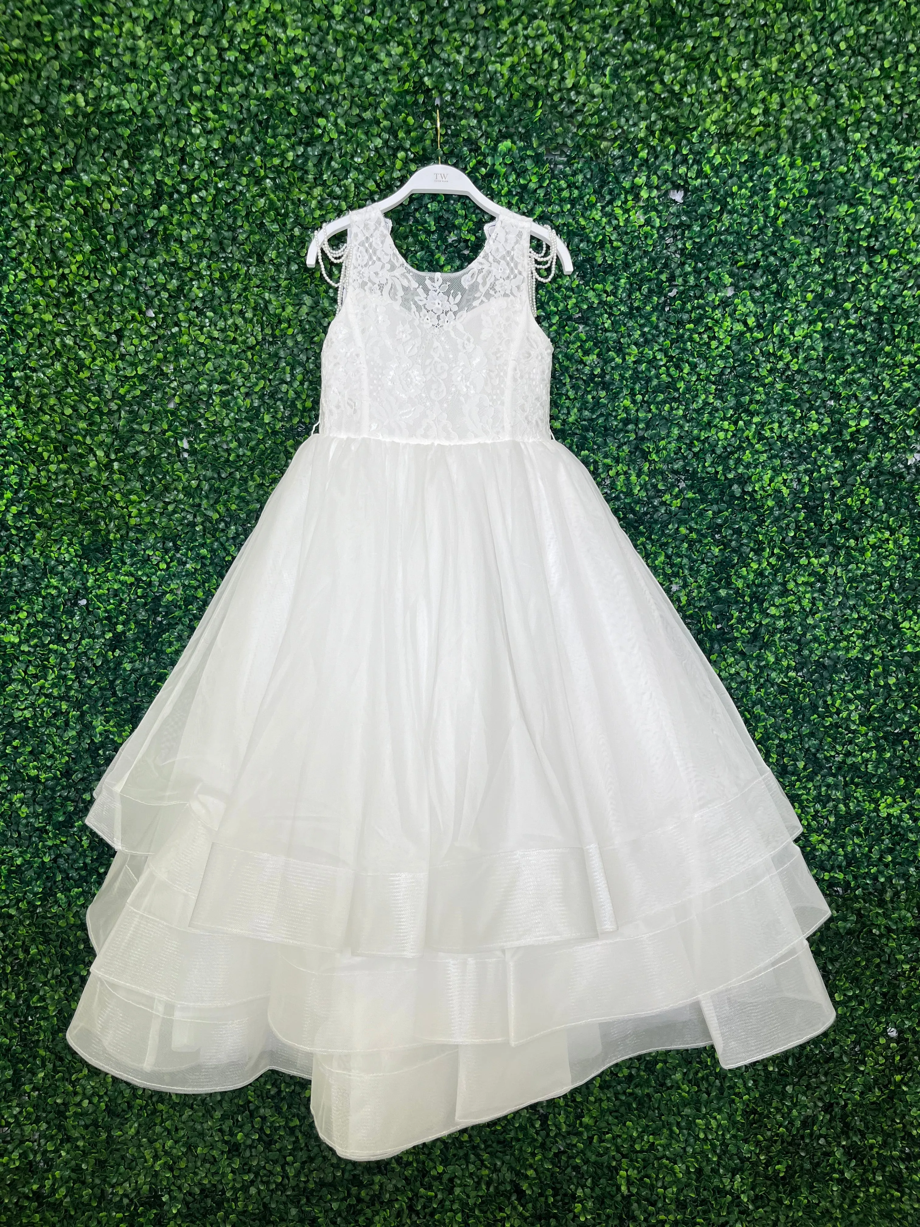 Teter Warm Pearl Sleeve and Tiered Tulle Gown 0SK14007