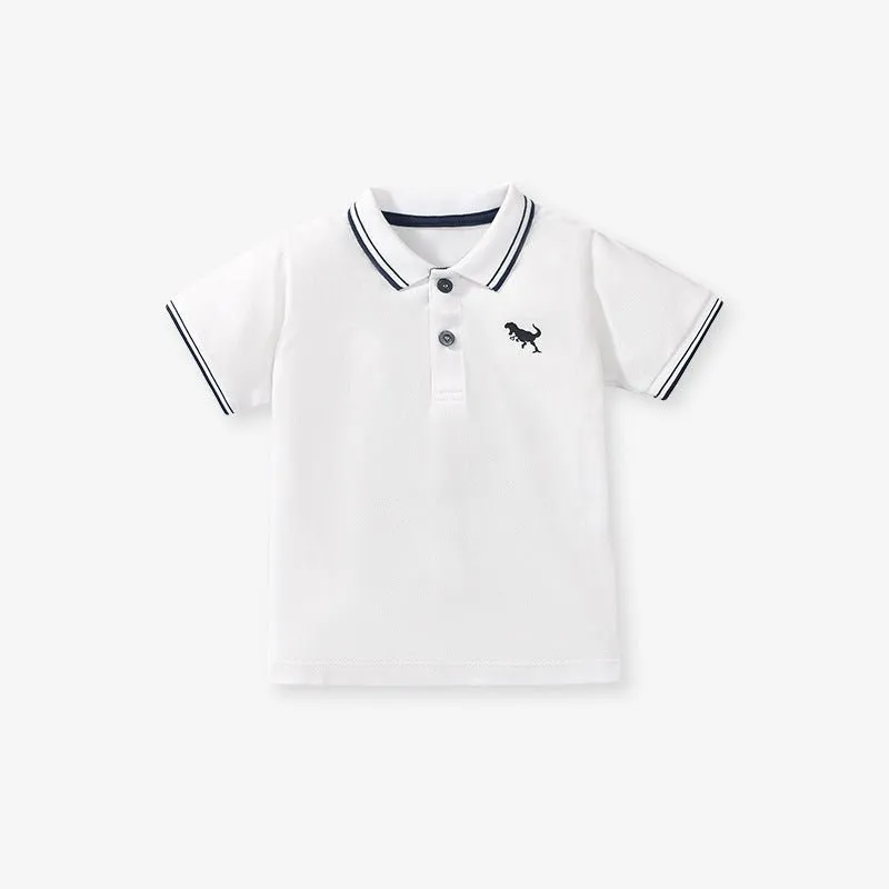 Toddler/Kid Boy's Short Sleeves Little Dino Design Polo Shirt (3 Colors)