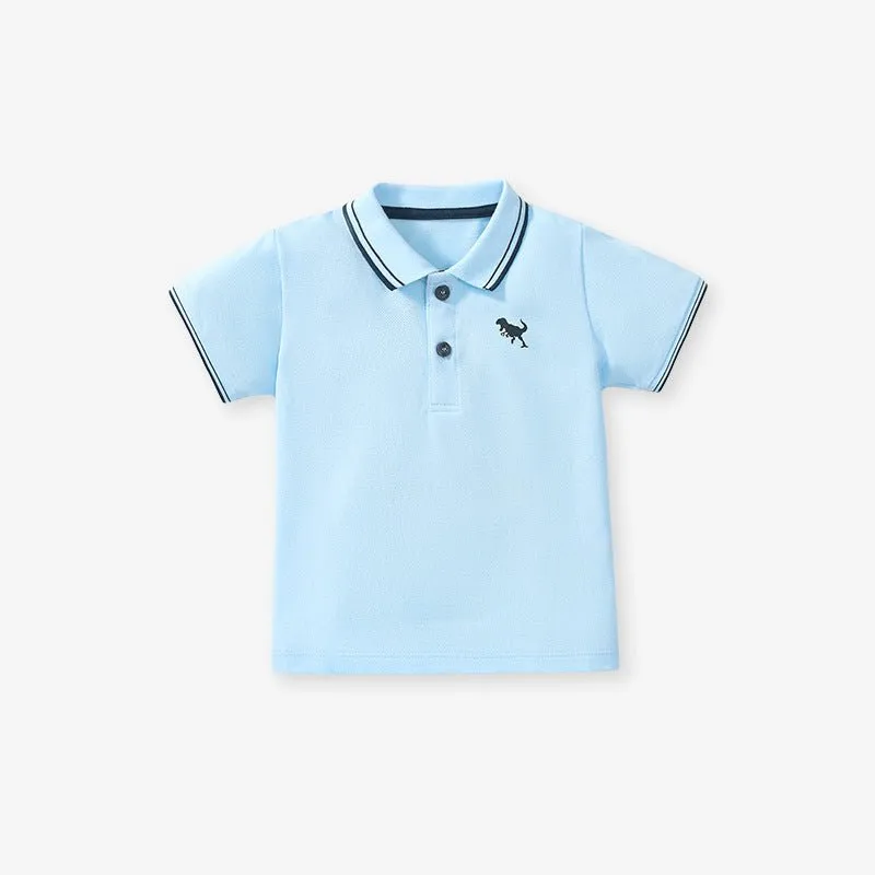 Toddler/Kid Boy's Short Sleeves Little Dino Design Polo Shirt (3 Colors)