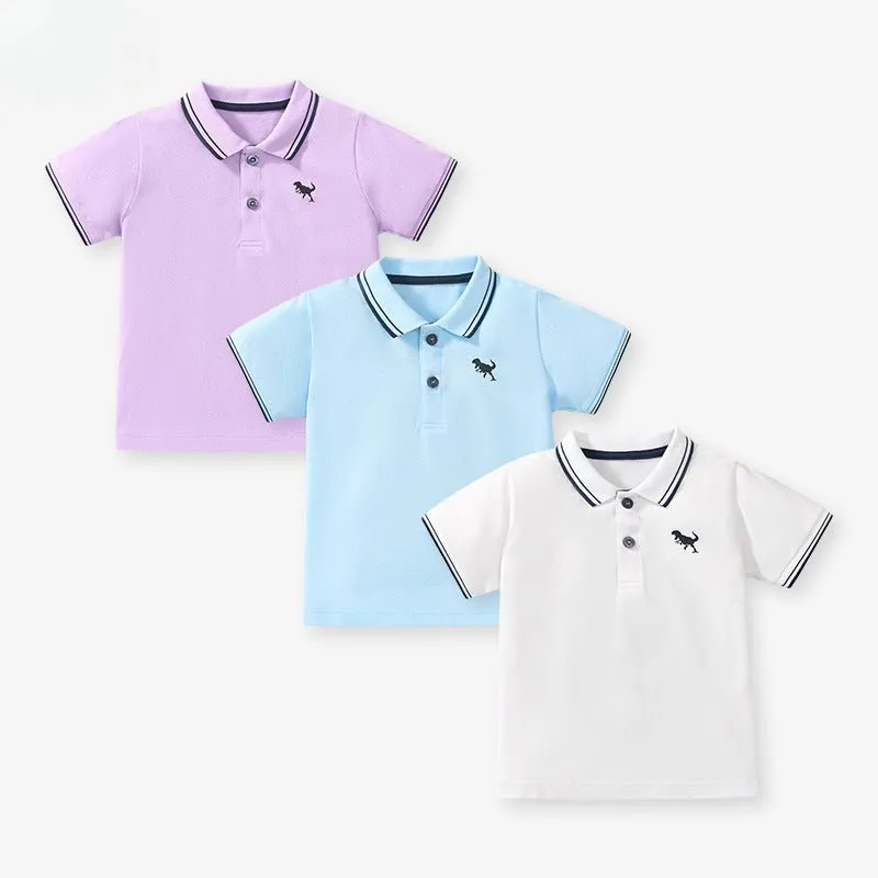 Toddler/Kid Boy's Short Sleeves Little Dino Design Polo Shirt (3 Colors)