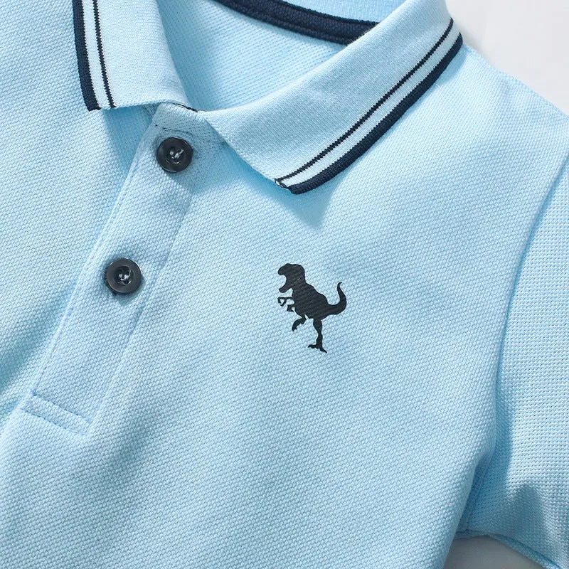 Toddler/Kid Boy's Short Sleeves Little Dino Design Polo Shirt (3 Colors)