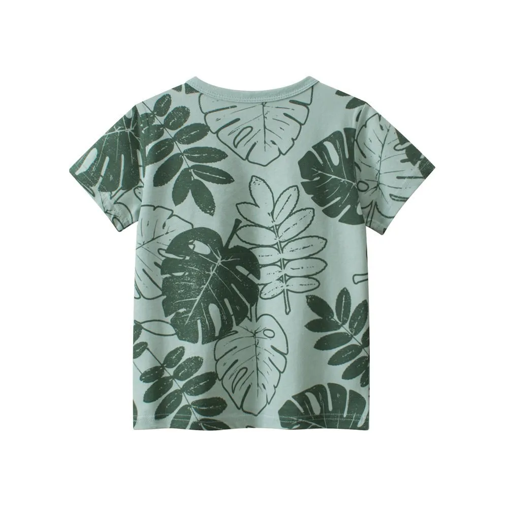 Toddler/Kid's Green Leaf Print Design T-Shirt