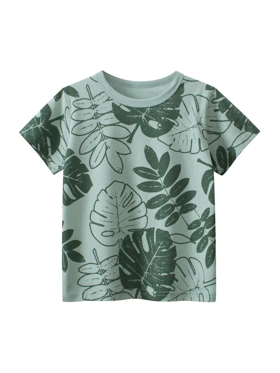 Toddler/Kid's Green Leaf Print Design T-Shirt