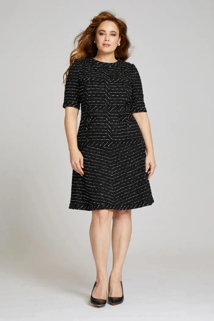 Tweed Dress With Metallic Trim