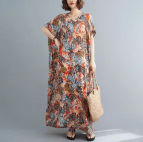 Vibrant Paisley Kaftan Dress
