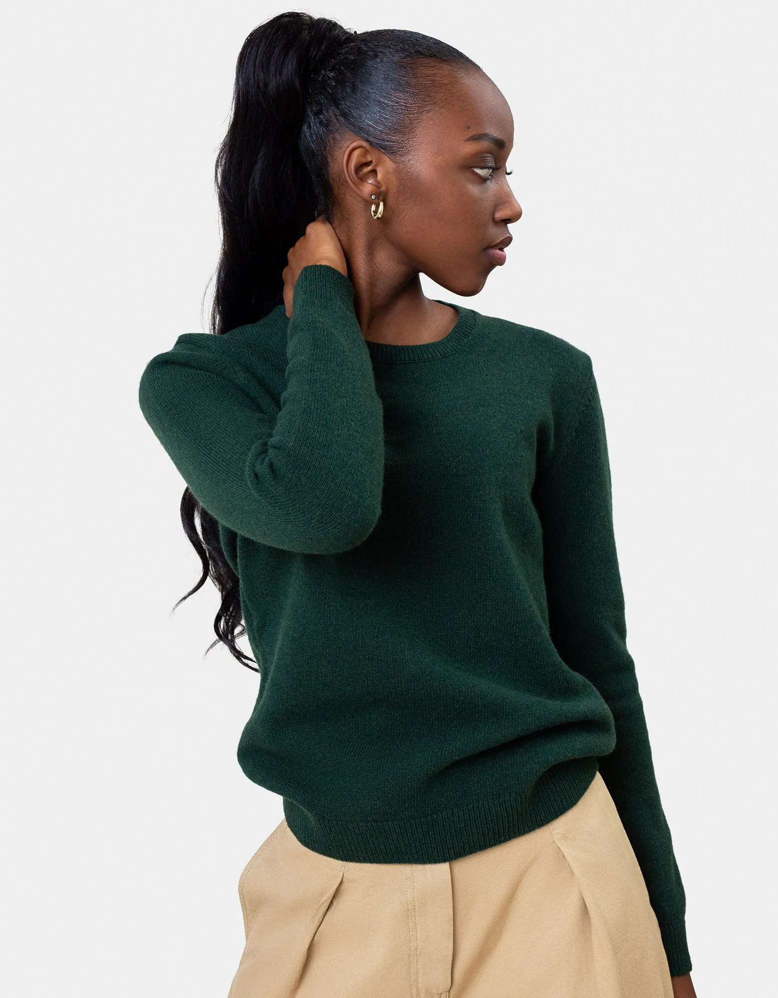 Women Classic Merino Wool Crew - Ivory White