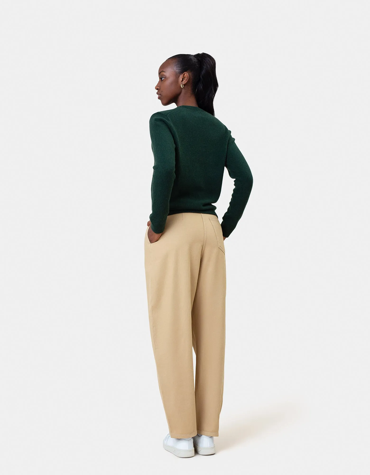 Women Classic Merino Wool Crew - Ivory White